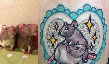 New School大腿仓鼠纹身图案