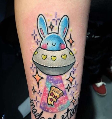 New School小臂飞碟纹身图案