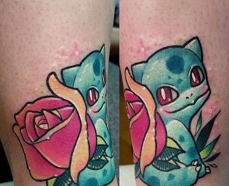 卡通小臂神奇宝贝妙蛙种子纹身图案