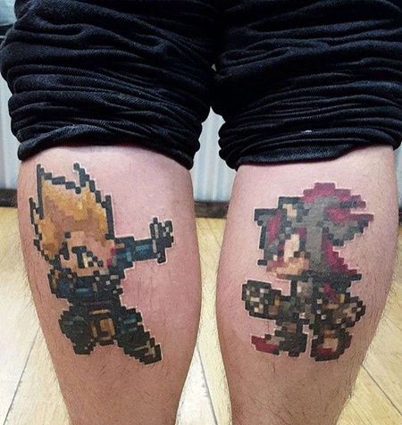 小腿像素纹身图案