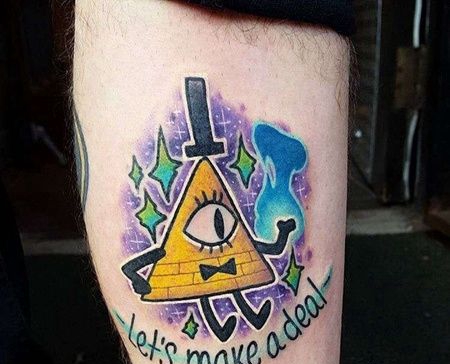 New School小腿金字塔纹身图案