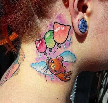 New School脖子熊纹身图案