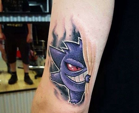 卡通小腿神奇宝贝耿鬼纹身图案