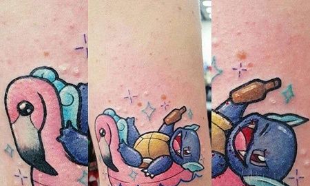 卡通小臂神奇宝贝水箭龟纹身图案