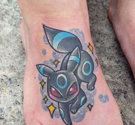 卡通脚背神奇宝贝伊布纹身图案