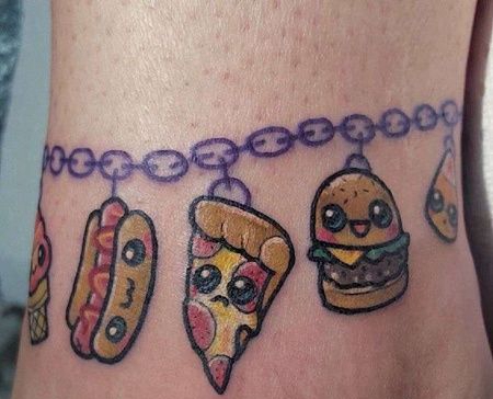New School小臂披萨纹身图案