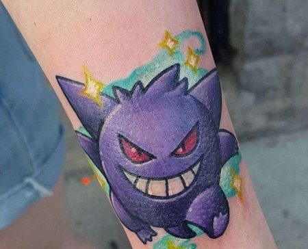 卡通小臂神奇宝贝耿鬼纹身图案