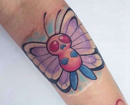 卡通小臂神奇宝贝巴大蝶纹身图案