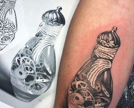 写实小臂瓶子纹身图案