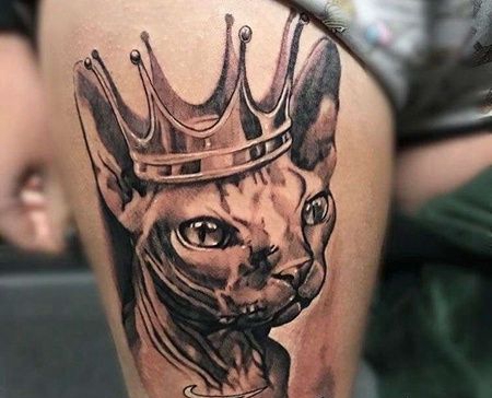 写实大腿猫纹身图案