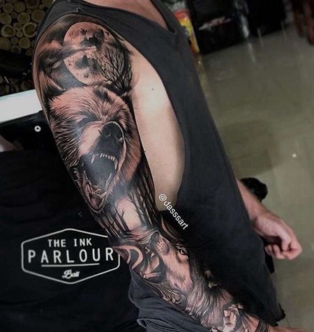 写实大臂熊纹身图案