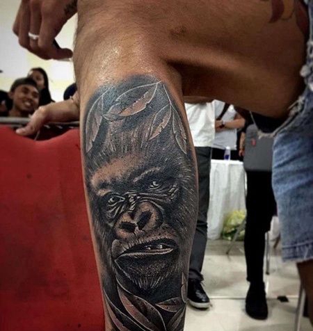 写实小腿猩猩纹身图案
