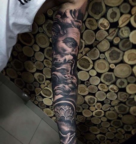 写实胳膊西方雕像纹身图案