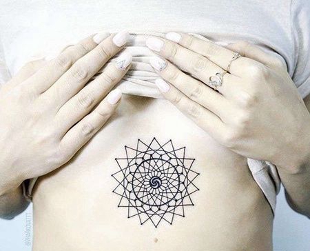 几何胸下纹身图案