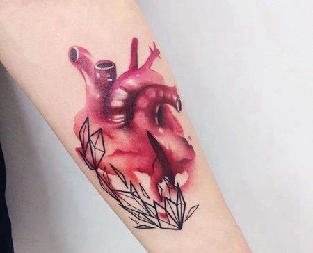 水彩小臂心脏纹身图案