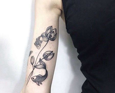 点线大臂鱼纹身图案