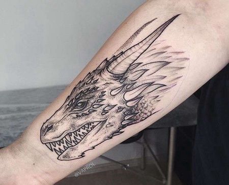 点线小臂恐龙纹身图案