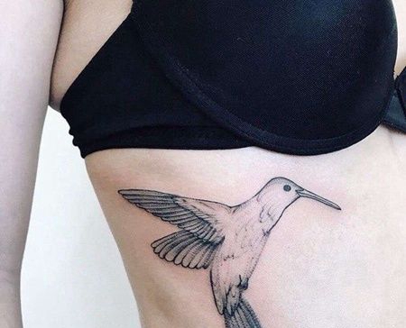 点线侧腰鸟纹身图案