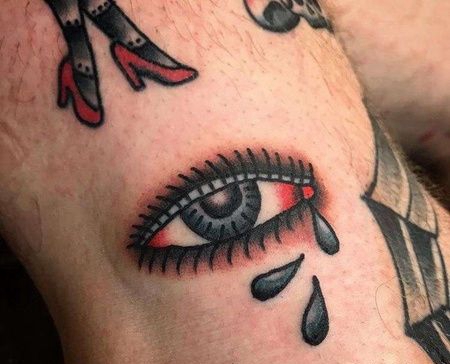 Old School大腿眼睛纹身图案
