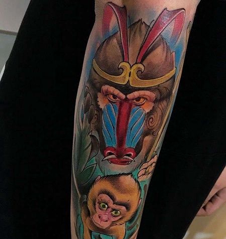 New School小臂狒狒纹身图案