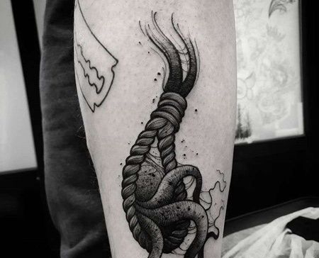 点线小腿绳索纹身图案