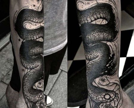 点线小臂蛇纹身图案