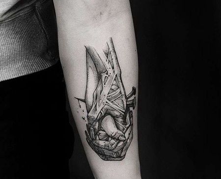 点线小臂手纹身图案