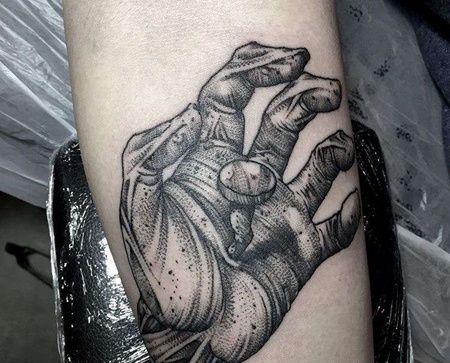 点线小腿手纹身图案