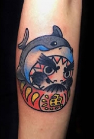 一组可爱的达摩蛋写实纹身图案