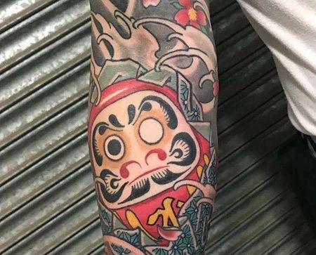 新传统手背达摩蛋纹身图案