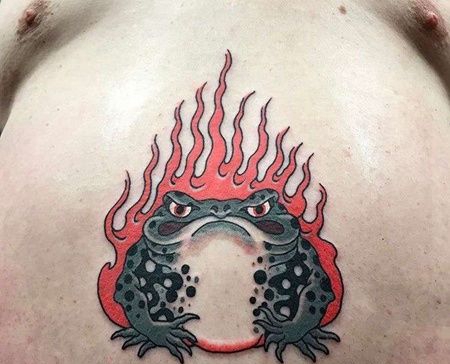 日式腹部青蛙纹身图案