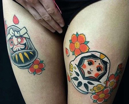 日式大腿娃娃纹身图案