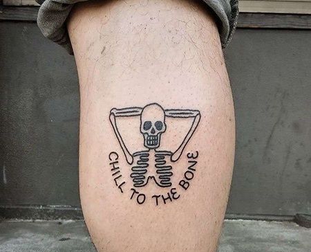 小清新小腿骷髅纹身图案