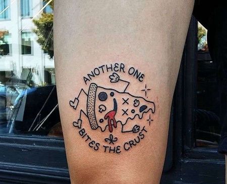 Old School大腿披萨纹身图案