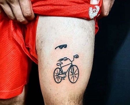 Old School大腿自行车纹身图案