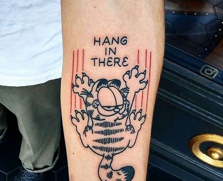 Old School小臂加菲猫纹身图案