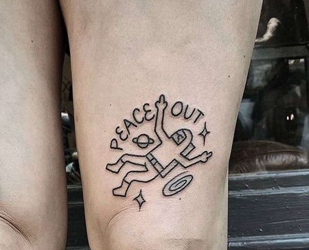 Old School大腿宇航员纹身图案