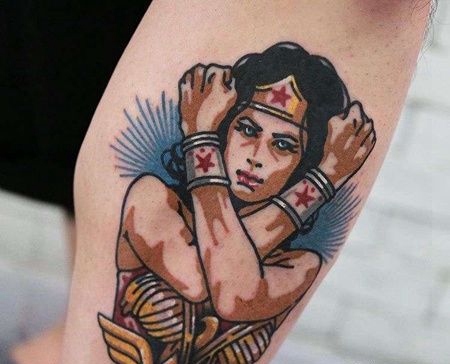 小腿女人纹身图案