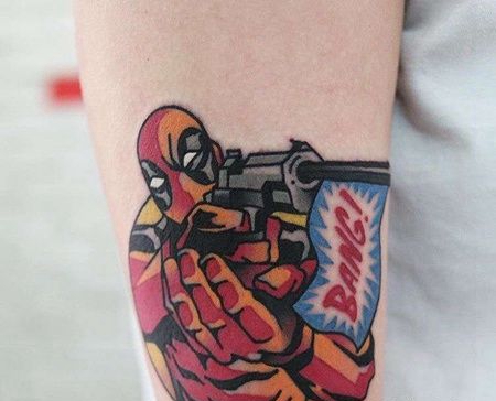 Old School小腿死侍纹身图案