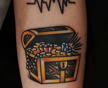Old School大臂宝箱纹身图案