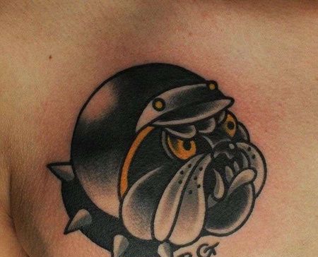 Old School前胸狗纹身图案