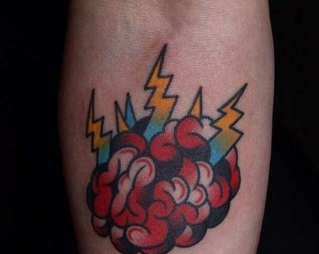 Old School小臂脑子纹身图案