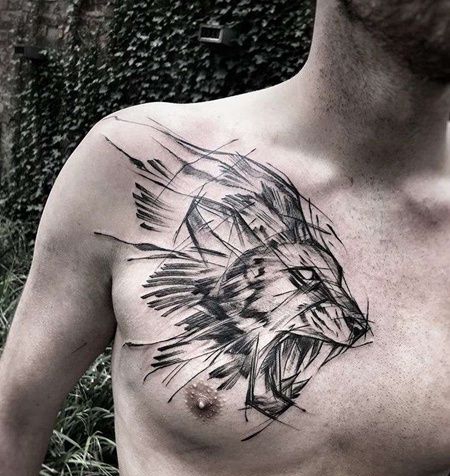 Old School线条手纹身图案