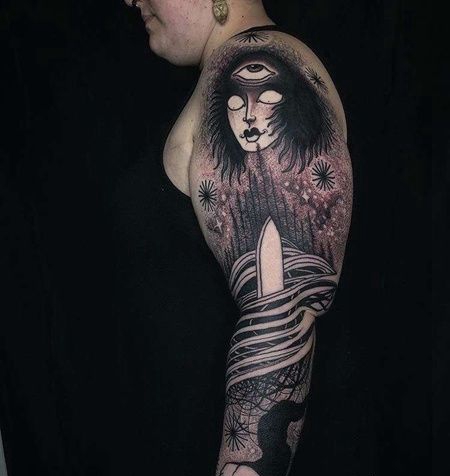 点线胳膊纹身图案