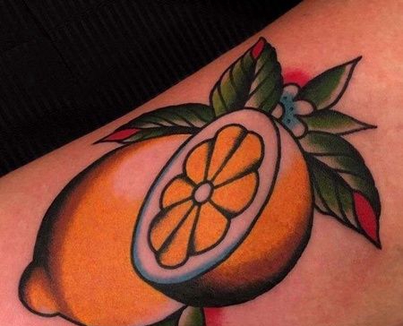 Old School大臂柠檬纹身图案