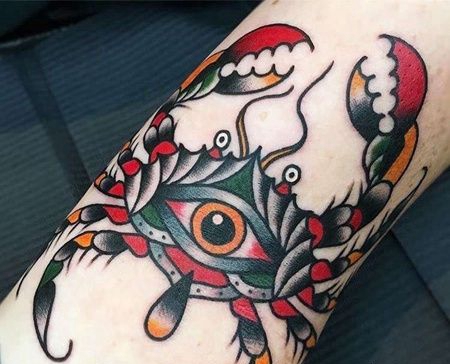 Old School小臂螃蟹纹身图案