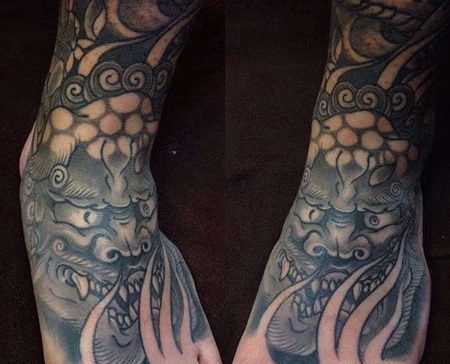 新传统脚背不动明王纹身图案