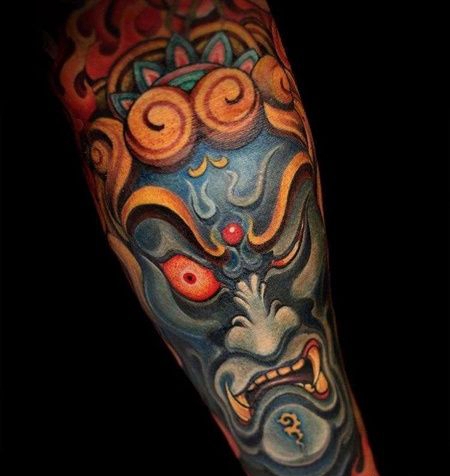 新传统小臂不动明王纹身图案