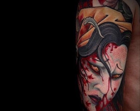 日式小臂女人纹身图案