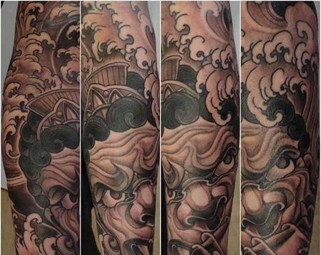 新传统小腿不动明王纹身图案